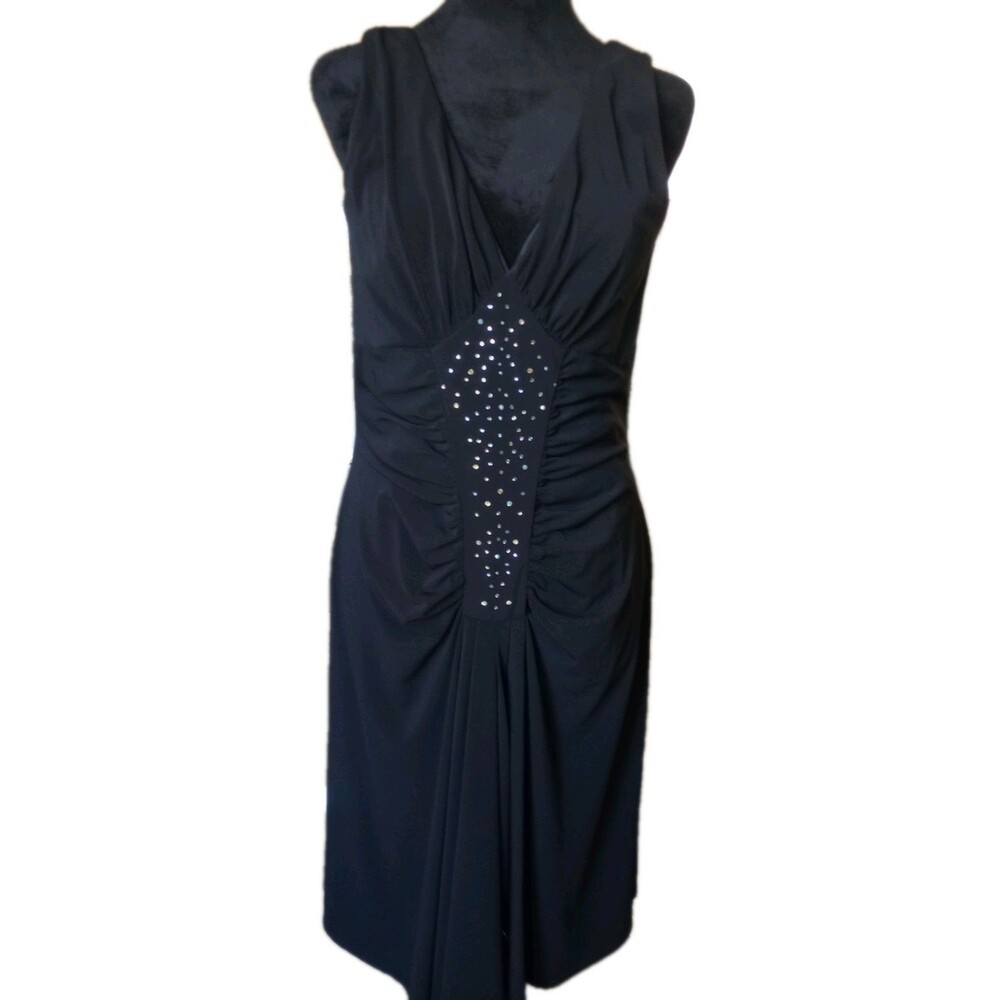 Scott McClintock Women's XS Black Midi Cocktail Sleeveless Dress Vintage
